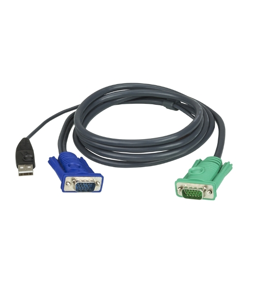 Кабель KVM ATEN 2L-5205U USB(тип А Male)+HDB15(Male) (-) SPHD15(Male) 5,0м., черный.