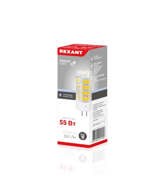 Лампа светодиодная Rexant капсульного типа JD-CORN G4 230 В 5,5 Вт 6500 K холодный свет (поликарбонат)