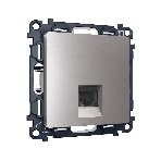 Комплект механизма компьютерной розетки ALFA Сталь матовый RJ-45(8P8C) CAT6 с шторкой QUANT (AP5120, VM188) MA512010, фото 1