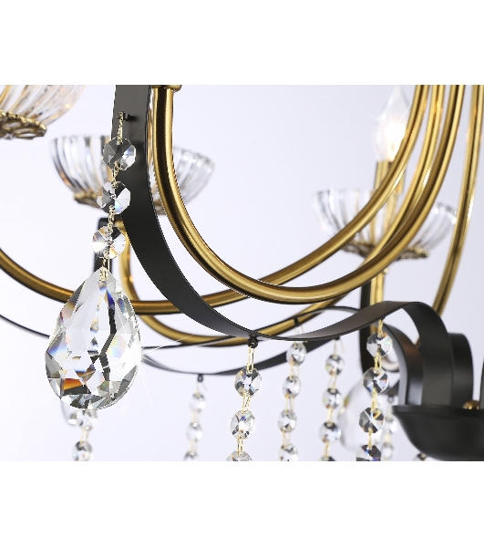 Светильник Ambrella light TR4953/8 BK/GD/CL черный/золото/прозрачный E14*8 max 40W D740*735