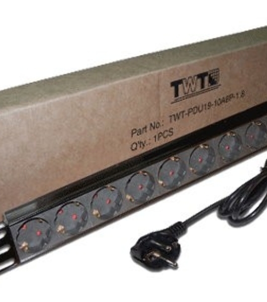 Блок распределения питания Lanmaster TWT-PDU19-10A8P-1.8 гор.размещ. 8xSchuko базовые 10A Schuko 1.8м