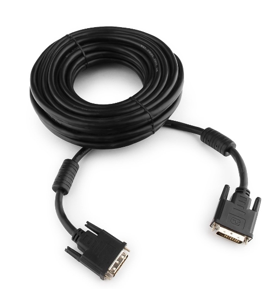 Кабель DVI-D dual link Gembird/Cablexpert CC-DVI2-BK-10M, 25M/25M, 10м, черный, экран, феррит.кольца, пакет