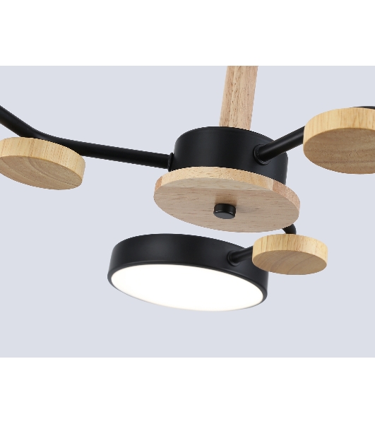 Светильник Ambrella light FL4857/3 BK/WD черный/дерево 54W 3000-6000K D660*170 (без ПДУ)