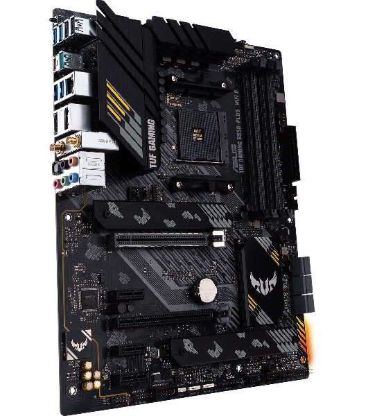 Материнская плата ASUS TUF GAMING B550-PLUS WIFI II, AM4, AMD B550, 4xDDR4, 6xSATA, 2xM.2, 1xPCI-E 3.0 x16, 1xPCI-E 4.0 x16, 3xPCI-E x1, 1xDP, 1xHDMI, 1x 2.5Gb LAN, 2xUSB-A 3.2 Gen 1, 1xUSB-A 3.2 Gen 2, 1xUSB-C 3.2 Gen 2, 3x3.5 мм, 7.1, ATX