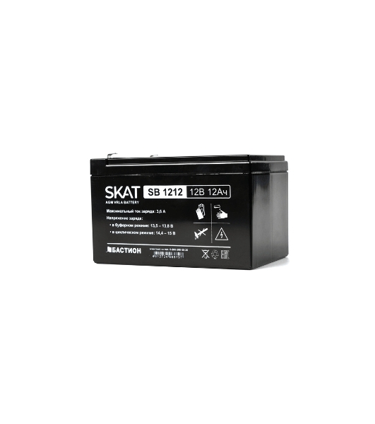Аккумулятор SKAT SB 1212, 12В, 12Ач, максимальный ток заряда 3,6 А.