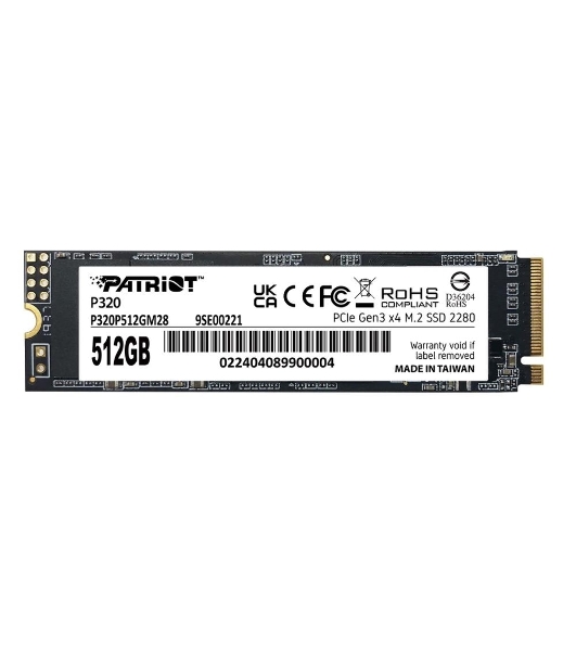 Накопитель SSD Patriot P320, 512Gb, PCIe 3.0 x4, M.2 2280, NVMe, R/W 3000/2200