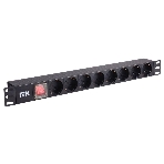 Блок розеток 8 розеток нем. стандарт, с LED выключателем,1U, без шнура, вх. C14, алюминиевый профиль PDU 8 розеток нем. стандарт, с LED выключателем,1U, без шнура, вх. C14, алюминиевый профиль, фото3