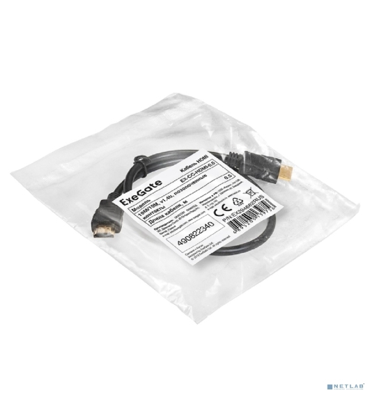 Кабель HDMI ExeGate EX-CC-HDMI-0.5 (19M/19M, 0,5м, v1.4b, позолоченные контакты)
