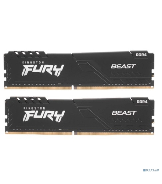 Оперативная память Kingston Fury Beast, DDR4, 32GB (2x16GB), 3200MHz, CL16, DIMM, с радиатором, черный