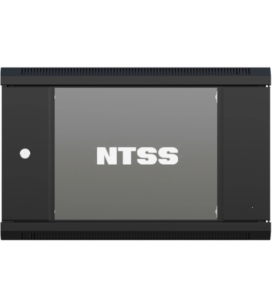 Шкаф коммутационный NTSS (NTSS-W6U6060GS-BL) настенный 6U 570x600 мм пер. дв. стекл 60 кг черный 19.5 кг