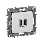 Зарядное устройство с двумя USB-разьемами 240В/5В 2400мА, Etika, белый Зарядное устройство с двумя USB-разьемами 240В/5В 2400мА, Etika, белый, фото 1