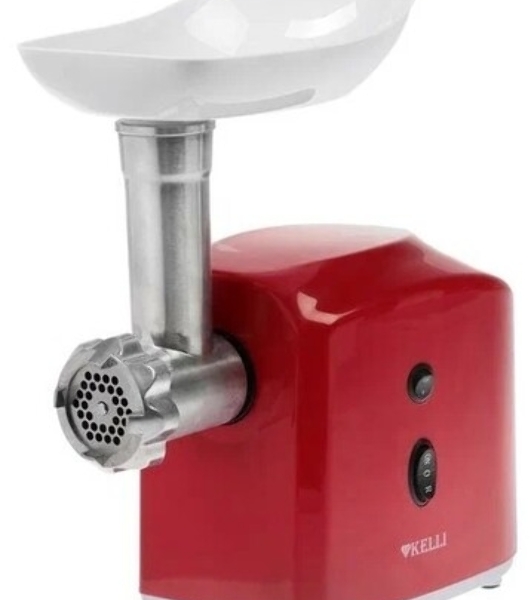 Мясорубка электрическая KELLI KL-5007 красный, 2400 Вт, 3.0 кг/мин, реверс, защита от перегрузки, насадки - 2