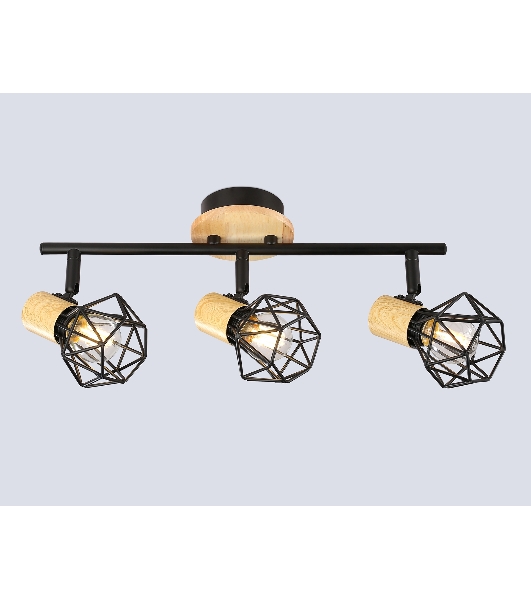 Светильник Ambrella light TR8753/3 BK/WD черный/дерево IP20 E27/3 435*115*200