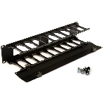 Органайзер Hyperline CMF-2U-FPL106-MCOV-RAL9005 Кабельный организатор с крышкой, глубина 106 мм, 19';, 2U , фото 1