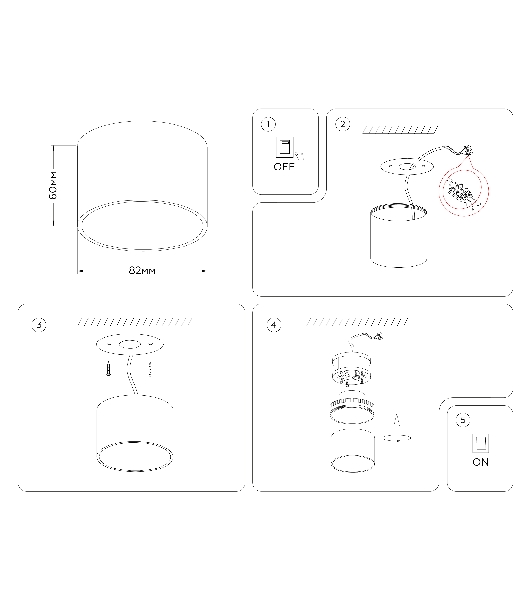 Светильник Ambrella light TN5359 BK черный GX53 D82*60