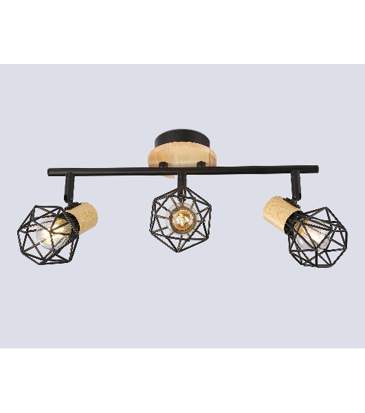 Светильник Ambrella light TR8753/3 BK/WD черный/дерево IP20 E27/3 435*115*200