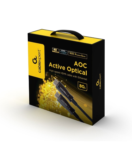 Активный оптический кабель Cablexpert HDMI, 80м, v2.0, 19M/19M, AOC Premium Series, позол.разъемы, экран, коробка