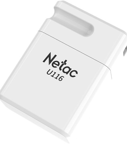Флешка USB Netac U116 (NT03U116N-016G-20WH), 16Gb, USB 2.0, R/W 70/30, белый