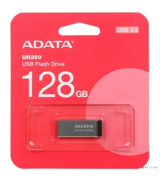 Флешка USB ADATA UR350 (UR350-128G-RSR/BK), 128Gb, USB 3.2, R/W 100/15, серебристый/черный