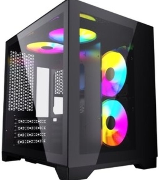 Компьютерный корпус Powercase Vision Micro, Black, Tempered Glass, 4х 120мм 5-color fan, черный, mATX (CVBM-L4)