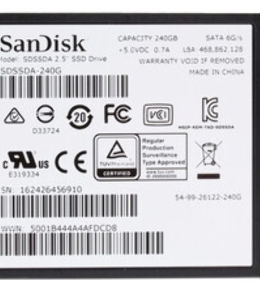 Накопитель SSD SanDisk SSD PLUS 2,5” SATA 250Gb, SDSSDA-250G-G28, 1 year