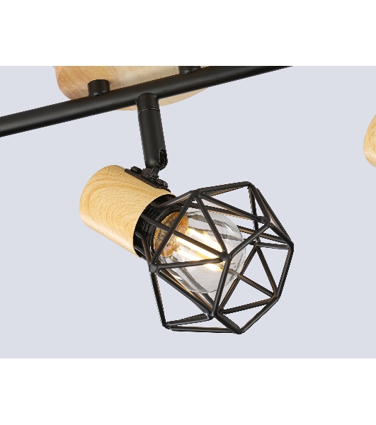 Светильник Ambrella light TR8753/3 BK/WD черный/дерево IP20 E27/3 435*115*200
