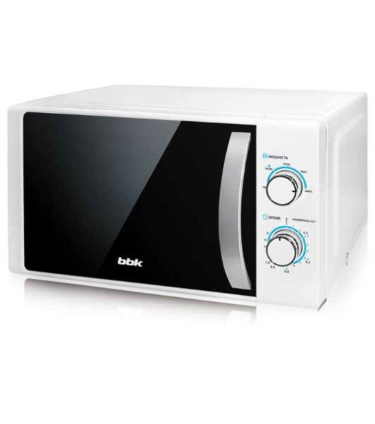 Микроволновая печь BBK 20MWS-711M/WS C белый/серебристый, 20 л, 700 Вт, переключатели - поворотный механизм
