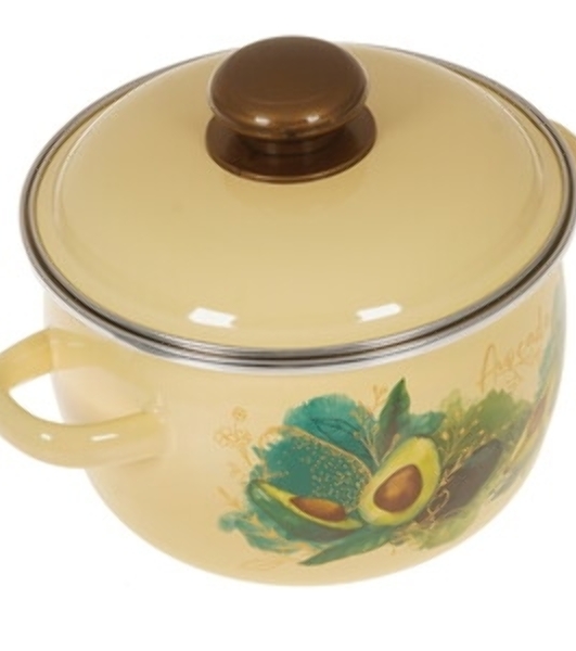 Кастрюля Appetite 1MC161P Avocado с крышкой, сферическая эмалированная 2 л