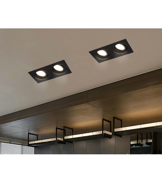 Встраиваемый поворотный точечный светильник Ambrella light TN102760/2 BK черный IP20 GU5.3/2 200*100*32