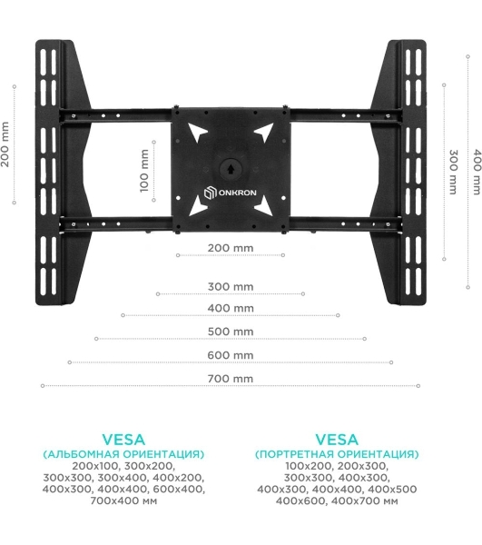Потолочный кронштейн ONKRON CPRO2L-4 для 4 телевизоров 32”- 55' черный