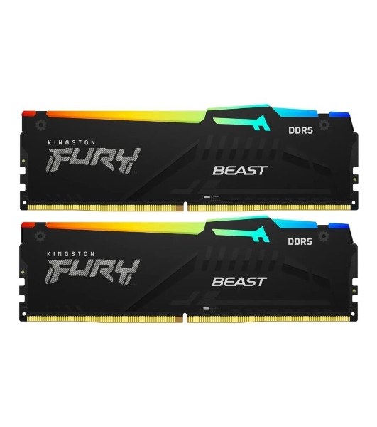 Оперативная память Kingston Fury Beast, DDR5, 32Gb (2x16Gb), 6000MHz, CL36, DIMM, с радиаторами, RGB, черный