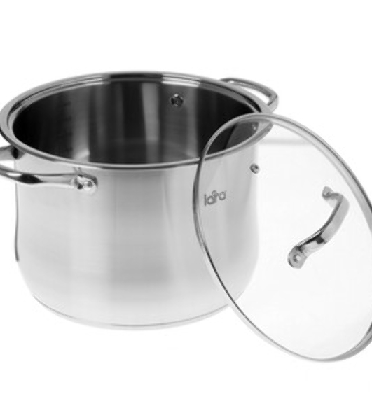 Кастрюля Lara LR02-42 10 л (нерж) 26x19 см, 10 л, капсулир индукц дно, стекл крышка