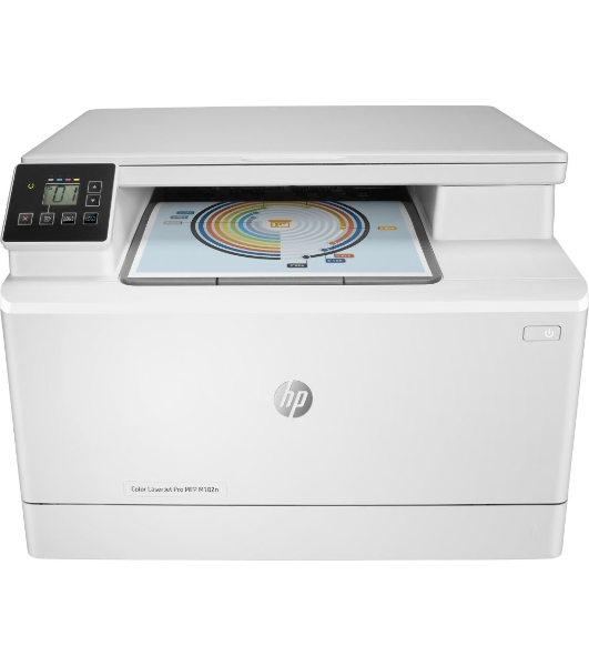 МФУ лазерное HP Color LaserJet Pro MFP M182n (7KW54A), A4, цветной, печ. до 16 стр/мин., 600 x 600 dpi (печать) 1200x1200dpi (скан.), USB, RJ-45, Air Print, Mopria