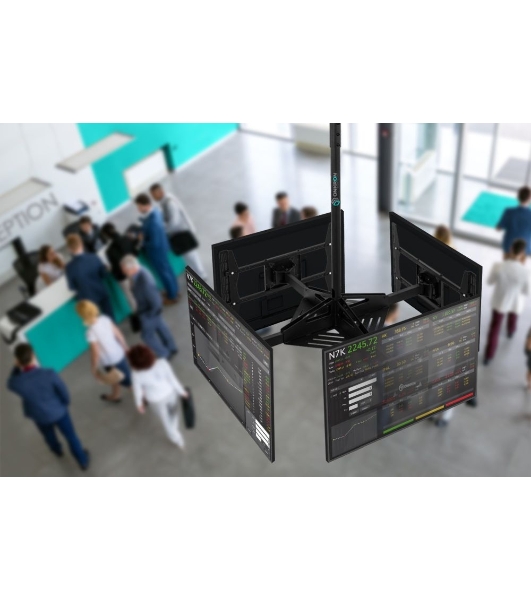 Потолочный кронштейн ONKRON CPRO2L-4 для 4 телевизоров 32”- 55' черный