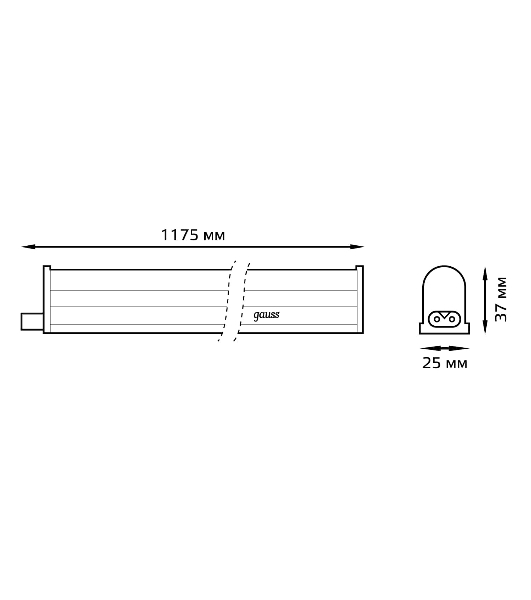 Прозрачный Светильник Gauss Fito TL LED линейный 15W 3000K 1172мм (Full spectrum) 1/25