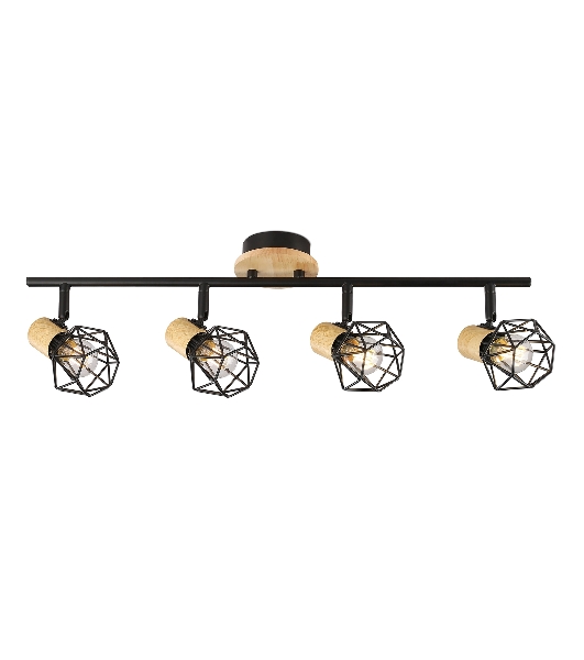 Светильник Ambrella light TR8754/4 BK/WD черный/дерево IP20 E27/4 615*115*200