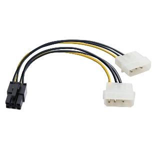 Переходник питания PCI-Express 6pin (от 2х разъемов Molex (IDE) блока питания), 15 см ExeGate EX138937RUS