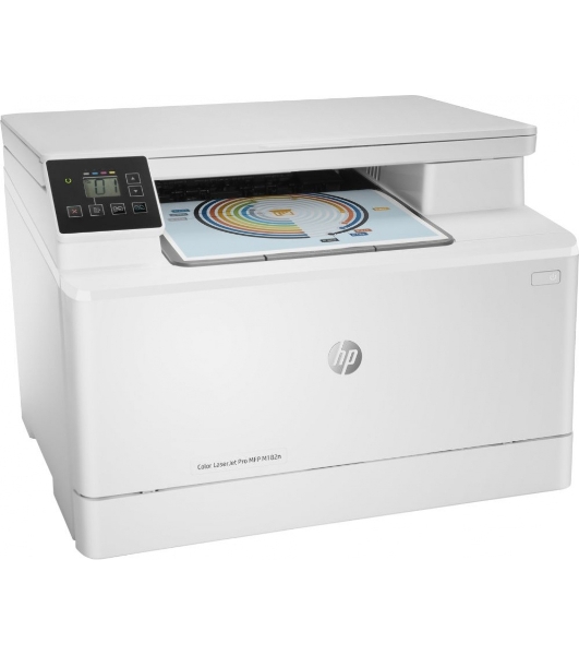 МФУ лазерное HP Color LaserJet Pro MFP M182n (7KW54A), A4, цветной, печ. до 16 стр/мин., 600 x 600 dpi (печать) 1200x1200dpi (скан.), USB, RJ-45, Air Print, Mopria