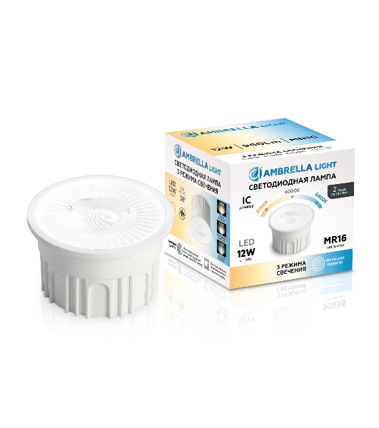 Лампа светодиодная 212602 LED MR16-PR 12W IC 220-240V 38° 6400K 4000K 2700K CCT Memory