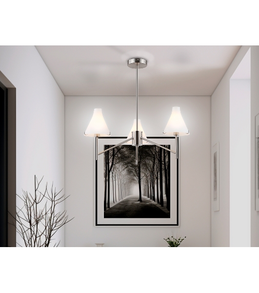Люстра Ambrella light LH57121/3 SN/FR никель/белый матовый E14/3 max 40W D650*590