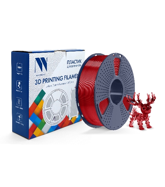 Филамент NVPrint PLA Transparent Red для 3D печати диаметр 1.75мм длина 330 метров масса 1 кг