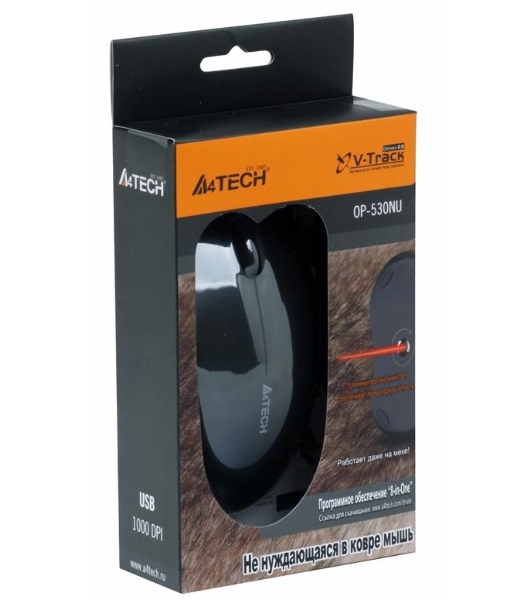 Мышь проводная A4Tech OP-530NU черный, 1200 dpi, USB, кнопки - 3