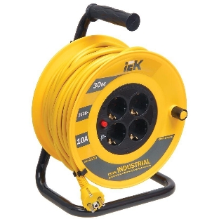Катушка IEK WKP14-10-04-30 УК30 с т/з 4 места 2 Р + P Е/30м 3х1,0 мм2 'Industrial'