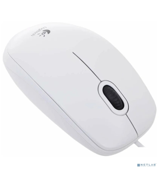 Мышь проводная Logitech B100 белый, 1000 dpi, USB, кнопки - 3