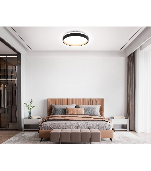 Светодиодный светильник RGB Ambrella light FZ604 BK/GD черный/золото IP20 46W 3000K-6500K+RGB D390*80 (ПДУ ИК)