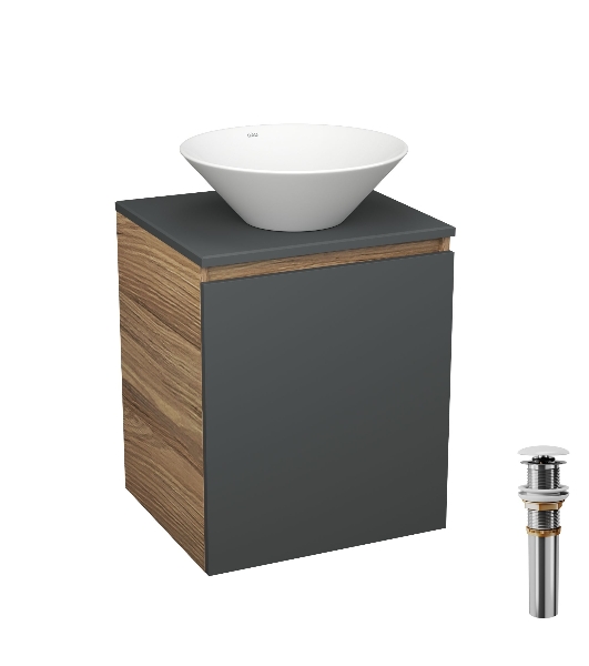 Тумба Bau Dream Blackwood 50 графит, раковина BAU Dream D43, выпуск клик клак, белый