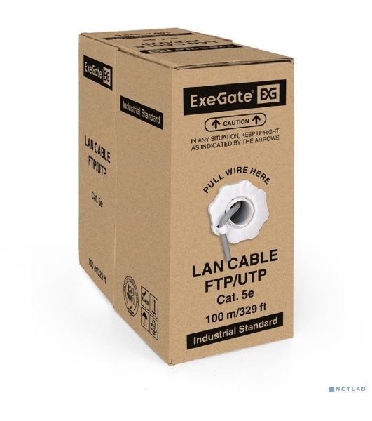 Кабель ExeGate Special UTP 4 пары кат.5e CCA, 26AWG, бухта 100м, серый, PVC