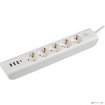 Удлинитель MODERN У05В 5 мест с заземляющим контактом 2м 3х1 мм2 16А/250В USBх4 белый IEK, фото 1