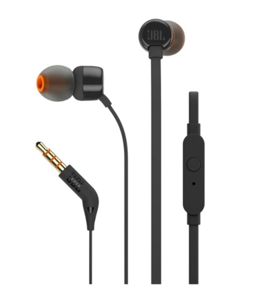 Проводные наушники JBL Tune 110 черный, внутриканальные, Jack 3.5 мм