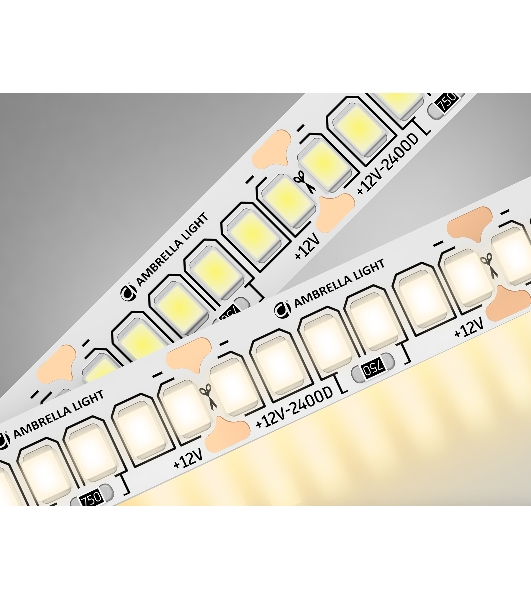 Светодиодная лента Ambrella light GS1501 2835 240Led/ 19.2W m/ 12V IP20 3000K/ 5000*10*1.2mm (2 конт.)